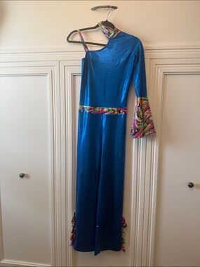 ONE OF A KIND Custom Metallic Blue 1970s Disco Jumpsuit Costume